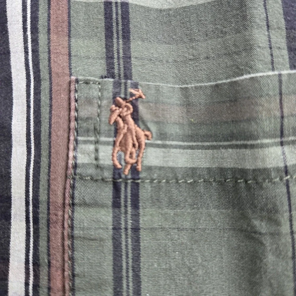 Polo Ralph Lauren Men Button Up Shirt XL Green Embroidered Classic Oxford